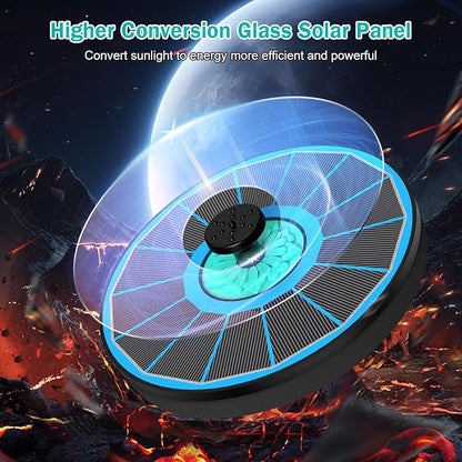 Solar Fountain Cyan Flower, Upgrade 3.5W Solar Bird Bath Fountains, Solar Powered Water Fountain with 7 Nozzles, 4 Fixed Pipes for Hummingbirds, Bird Bath, Garden, Pool, and Pond