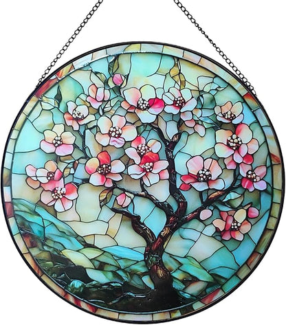 7.87" Sun Catchers Indoor Window,Butterfly Stained Glass Window Hanging, Window Suncatcher Hanging Ornaments Wall Art, Hand-Painted Glass Panel Home Decor (Style M)