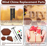 Wind Chime Kit 28 PCS Wind Chime Replacement Parts Including Hexagon Top, Clapper, Wind Catcher, 19.6FT Nylon Cord, DIY Wood Windchime Supplies (Brown)