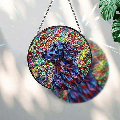 Stained Glass Dog Memorial Suncatcher,Labrador Window Hanging,Sympathy Gifts for Pet Loss,7.9 inch/20 cm Home and Garden Decor for Dog Lovers