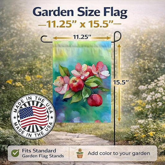 Caroline's Treasures Arkansas Apple Blossom in Watercolor Garden Flag Mailbox Flag Decorative Yard Flag Banner Outside Patio Artwork Yard Flower Beds, Garden Size, Multicolor