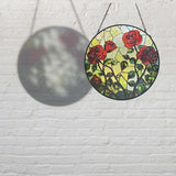 Rose Floral Stained Glass Sun Catcher Window Hanging,Handmade Suncatcher Window Art for Home Decor and Garden,Romantic Gift for Her, Wife or Mom