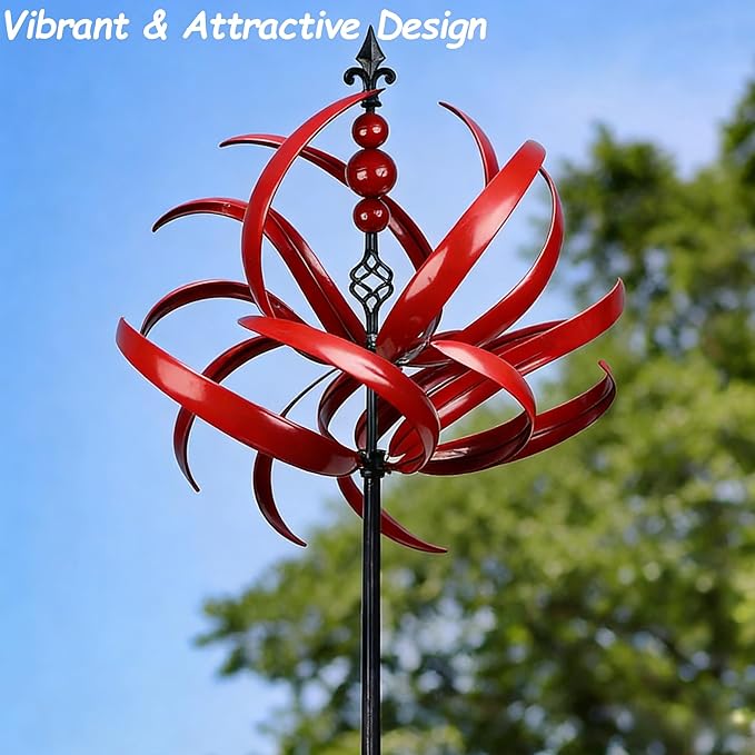 Wind Spinner for Yard and Garden 360° Rotating Metal Wind Sculpture Outdoor Kinetic Wind Spinners Stake Height Adjustable Metal Garden Ornament for Patio Lawn Backyard Decorative