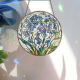 Bimkole Forget-Me-Not Stained Glass Suncatcher Window Hanging - Plants Indoor Window or Doorway Decoration - Handmade Sun Catcher Decor for Garden Home Christmas & Birthday Gifts 7.87x7.87 Inch