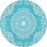 Pauwer Waterproof Outdoor Rug 6ft, Reversible Plastic Straw Patio Camping Rug, Indoor Outdoor RV Mat Carpet for Deck, Camper, Porch, Balcony, Backyard, Picnic, Boho Teal
