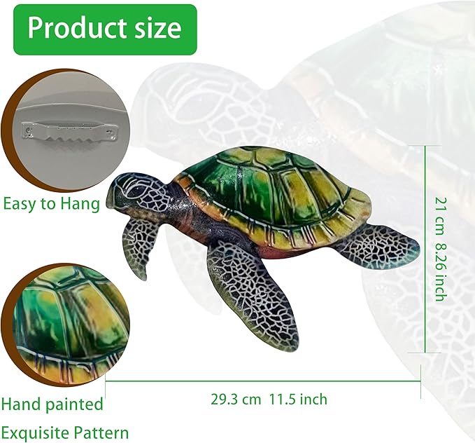 VividLadybug Metal Turtle Sea Wall Decor Outdoor Garden Hanging Art Sculptures Home Ocean Theme Decorations for Kitchen Fence Bathroom and Pool, 3Pcs