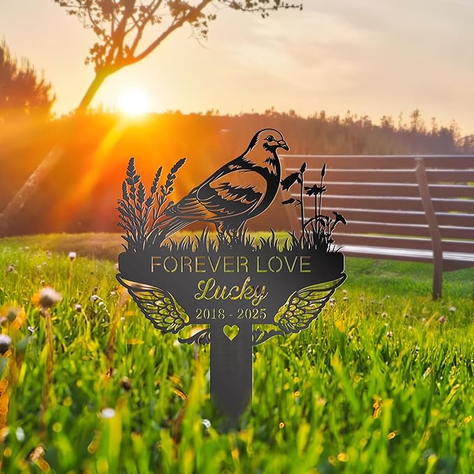 Custom Pigeon Memorial Stake, Pigeon Loss Gift, Sympathy Sign, Metal Pet Grave Markers, Remembrance Stake, Outdoor Garden Decor, Pet Headstone, Memorial Plaque for Outdoors