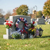 AIM & GGKK Memorial Stake for Grandpa - Metal Heart Grave Marker with Red Roses, Memorial Plaque Cemetery Decor for Grave, Garden, Gravesite