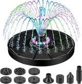 Jhua Solar Fountain for Bird Bath Pump with Led Lights Solar Powered Water Pump Kit with 8 Nozzles 200L/H Floating Water Fountain for Outdoor Garden Ponds Pool Fish Tank Aquarium