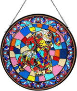 Dog Stained Glass Window Hanging, Suncatcher for Window Hanging, Sun Catchers Indoor Windows Wall Art for Mom Grandma, Gifts for Dog Lovers, Christmas Decor,for Home Garden Office 7.87