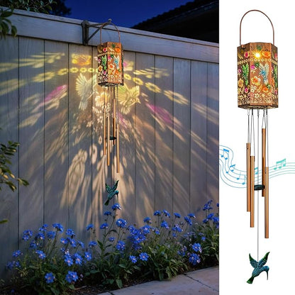 Gifts for Women - Metal Hummingbird Wind Chimes for Mom Grandma Wife, Patio, Garden, Porch, Outdoor Hanging Decor