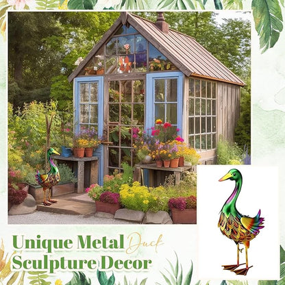 Moxweyeni Mallard Duck Garden Statues, 14.5 Inch Outdoor Duck Metal Yard Decorations, Vivid Mallard Decoys Animal Statues for Indoor Outdoor Garden Pond Backyard Lawn Decoration