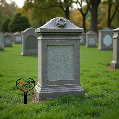 AIM & GGKK Memorial Stake for Mom - Metal Heart Grave Marker with Red Cardinals, Memorial Plaque Cemetery Decor for Grave, Garden Gravesite