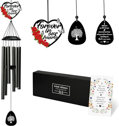 BUoonyer Memorial Sympathy Wind Chimes - Memorial Gifts for Loss of Loved One Mom Grandma, Rose Remembrance Sympathy Commemorative Bereavement Windchimes for Mother Sister Women Outdoor Outside Decor