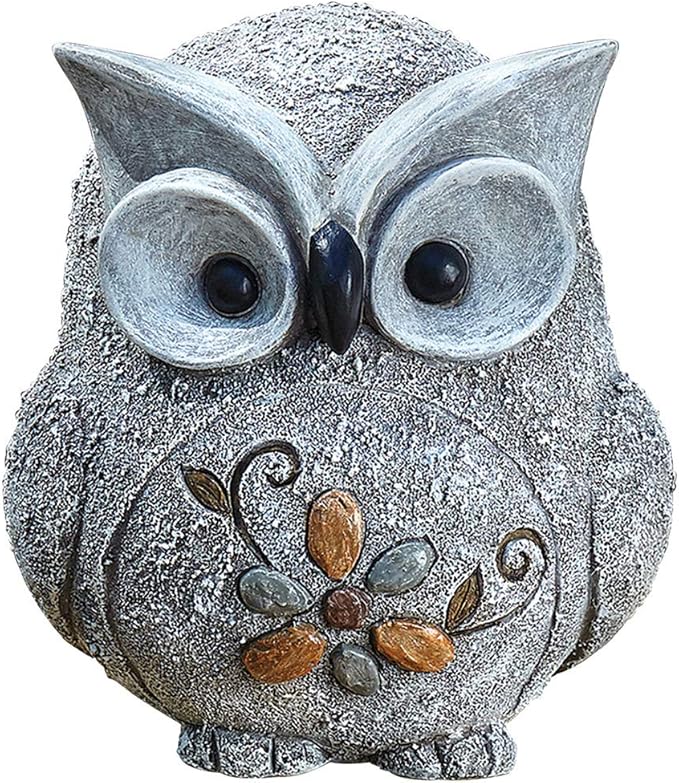 Roman 7.75" H Pebble Owl Statue Pudgy Pals, Garden Decor, Garden Gift