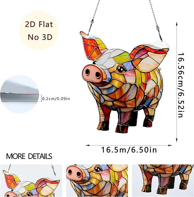 Cute Pig Ornaments Colorful Window Hanging Decorations Home Wall Decor for Indoor Outdoor