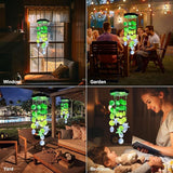 Solar Shell Gift for Mom Grandma Girls, White & Green Solar Christmas Wind Chimes for Outside, Outdoor Decorative Mobile Lights for Garden, Yard, Patio, Window, Party, Christmas Decorations
