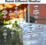Wind Spinners, 2× 3D Stainless Steel Outdoor Hanging Wind Spinner, 2× Metal Pendants and 3× 360° Rotating Hooks with Wirerope, Reflective Decor for Outside Yard and Garden (2 Pack) (Helix-Like)
