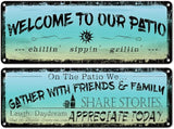 flinelife Welcome to Our Patio Metal Sign, Large Size 16 x 6, Outdoor Decoration for Patio, Porch, Pool,Outdoor Wall Decor