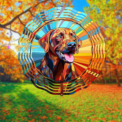 Labrador Retriever Wind Spinner Dog Memorial Gifts, Vibrant 3D Kinetic Aluminum Metal Yard Art, Loss of Dogs Sympathy Gifts, Hanging Outdoor Garden Decor, 8" Wind Sculptures for Patio, Porch (LR 3)