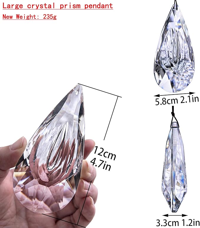 5" Hanging Crystal Prism Suncatcher Ornament Faceted Clear Crystal Drop Rainbow Maker Pendant for Window Garden Decor Ornament for Christmas Tree