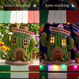 TERESA'S COLLECTIONS Garden Decor, Cactus Fairy House Cinco de Mayo Decor, Waterproof Resin Garden Statue, Cinco de Mayo Gift, Garden Gift, Indoor/Outdoor, 7.5"