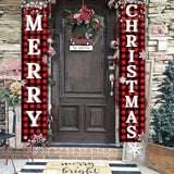 Ivenf Christmas Decorations Outdoor Yard Front Porch Sign Set, Red Black Buffalo Plaid Door Banner, Hanging Merry Christmas Decorations for Home, Indoor Outdoor Xmas Decor Wall Front Door Yard Garage