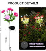 Solar Flowers Lights, 2 Pack Solar-Powered Outdoor Light with 14 Blooming Flowers, Waterproof Lights for Outside Yard, Garden, Pathway, Walkway, Patio, Lawn, Cemetery, Grave Decor