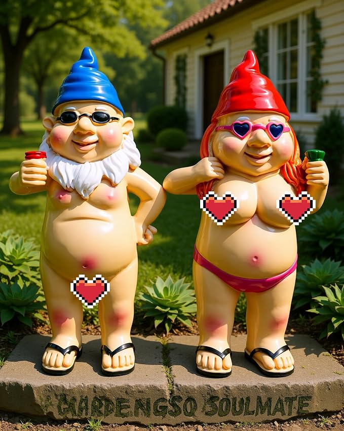Leverse 2 PCS Garden Gnomes, 4.7 Inch Outdoor Statues, Funny Garden Gnomes Decorations for Yard, Lawn, Patio, Unique Home Decor Gifts for Woman, Man, Easter, Halloween, Christmas, Housewarming