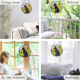 kdqua German Shepherd Sunflower Suncatcher Stained Glass Window Hanging, German Shepherd Gifts Sun Catchers Indoor Window Glass Round Wall Decor, Dog Wall Art Hanging Decorations Statues, 7.9x7.9in