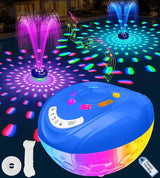 Luxfero 3 in 1 Floating Pool Fountain with Lights&Speaker, Pool Fountains for Inground Pools, Floating Bluetooth Speaker, Pool Speakers Bluetooth Waterproof IP68,Above Ground Pool Water Fountain-Blue