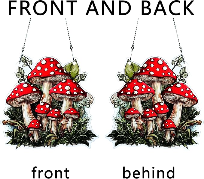 Mushroom Ornaments Colorful Window Hanging Decorations Home Wall Decor for Indoor Outdoor