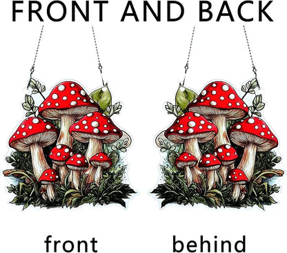 Mushroom Ornaments Colorful Window Hanging Decorations Home Wall Decor for Indoor Outdoor