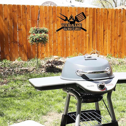MeMate Personalized Outdoor Sign, Bar and Grill Signs for Backyard Patio, Personalized Name Metal Sign, Customized Outdoor Signs, Large Plaque Wall Hanging Art for Men Caves, Porch, Deck