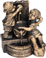 Pwshymi Little Boy Girl Playing Water Statue Standing Sculpture Fountains Outdoor Water Fountains Garden Fountains Outdoor Ornament for Home Decoration Art