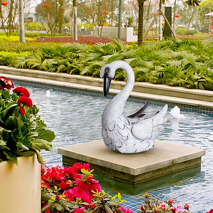 White Swan Garden Statue, Metal Goose Outdoor Decor for Yard Pool Patio Fountain Display