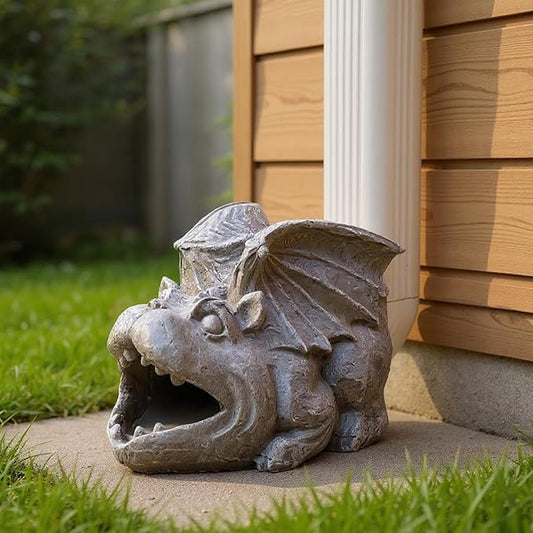 Gargoyle Gutter Guardian Rain Downspout Extension Statue, Decorative Downspout Sculpture Outddor Yard Garden Décor Splash Block, 3" × 4" Downspouts
