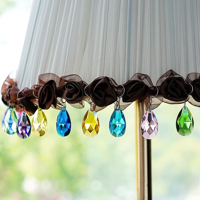 H&D HYALINE & DORA 38mm Multi-Color Feng Shui Faceted Decorating Crystal Grid Prism,Pack of 12