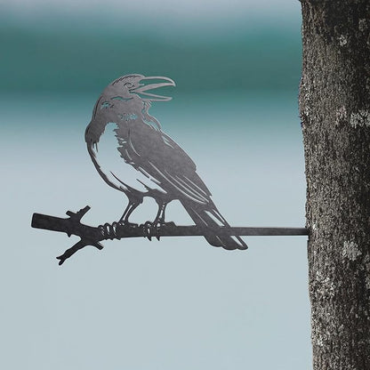 NOAHAMMER Metal Birds Yard Art Crow - Outdoor Silhouette Garden Decoration Rusty Metal Statue Decor - Metal Birds on Tree Metal Silhouette Sculptures Yard Art Gifts