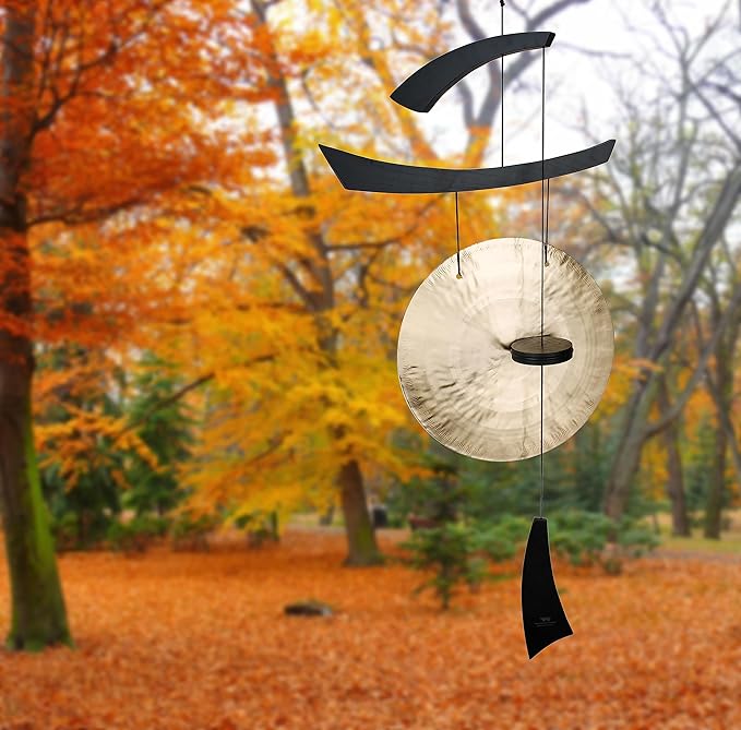 Woodstock Wind Chimes for Outside, Outdoor Decor, Patio and Garden Decor for Outside, Front Porch Decor Wind Gong Style Wind Chimes (50") Emperor Gong Large Black Gifts (EGCLB)