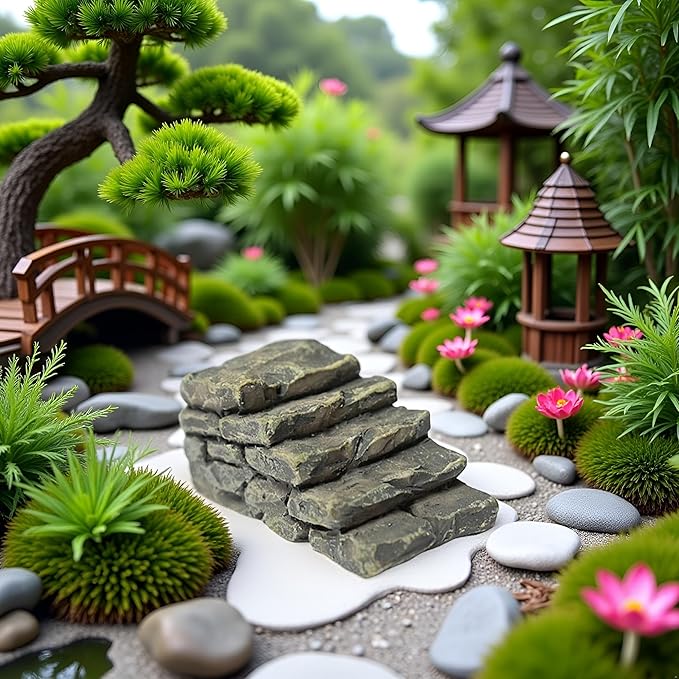 Miniature Resin Bridge, Straight Stairs, Stone Steps, Garden Fairy Ornament, Flower Pot, Plant, Micro Landscaping Decor, Bonsai Craft, Outdoor Statues, Outdoor Decor