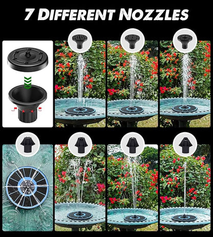 Yzert Solar Fountain Glass Panel with 2200 mah Battery, 3.5W Floating Solar Water Fountain with 4 Fixed Rods, Solar Pump for Bird Bath, Garden, Pond, Pool, Outdoor (Blue Panel White Lights)