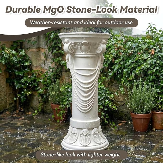 Outdoor Roman Column, MgO Stone-Look Garden Pedestal, Weather-Resistant Decorative Pillar for Porch, Patio, Yard, Wedding and Event Decor