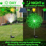 Tujoe 6 Pcs St. Patrick's Day Solar Firework Stake Lights 180 LED 8 Modes Waterproof LED Sparkler Lights Outdoor Decoration for Irish Garden Patio Yard Pathway Walkway Lawn, Green