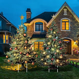 Geelin 2 Pcs Large Christmas Tree Sign Yard with Stake 2.62 ft Vintage Patio Lawn Decoration Outdoor Christmas Party Favor Ornament Garden Sign for Party Supplies(Vintage Tree)