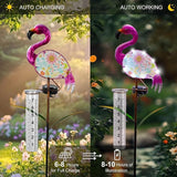 Flamingo Rain Gauge Outdoor - Solar Garden Stake Rain Gauges for Yard with LED Lights & Plastic Measuring Cup for Rain for Lawn, Pathway Decor, Gifts for Wife/Women