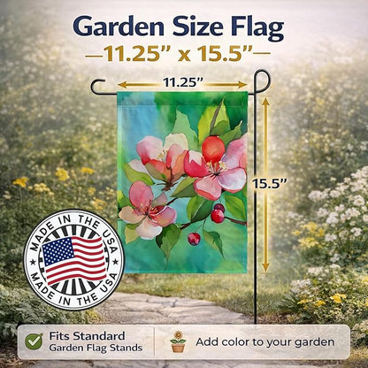 Caroline's Treasures Arkansas Apple Blossom in Watercolor Garden Flag Mailbox Flag Decorative Yard Flag Banner Outside Patio Artwork Yard Flower Beds, Garden Size, Multicolor