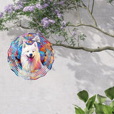 Samoyed Wind Spinner Pet Dog Memorial Gifts 3D Aluminum Metal Kinetic Hanging Wind Sculpture Spinners for Yard and Garden Indoor Outdoor Window Garden Decoration 8 Inch (Samoyed 1)