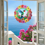 Wind Spinners Outdoor,Hanging 3D Hummingbird Garden Wind Spinner for Outdoor Silhouette Decorations,Gifts for Women Men Metal Wind Kinetic Sculpture for Decor Garden,Yard Art,Patio,Porch,Balcony