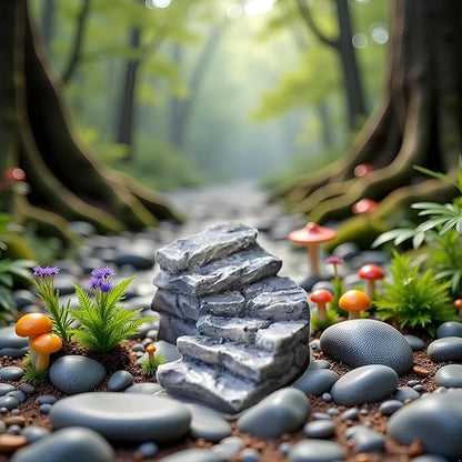1 Pc Miniature Stone Steps Figurines Fairy Garden Ornaments, Miniature Stairs Accessories Micro Landscape Decoration Garden Sculptures and Statues(2.6 inch)